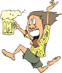 Dibujo de una persona corriendo con una cerveza bajo los efectos del alcohol
