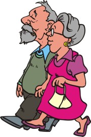 Dibujo de dos adultos mayores caminando