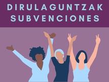 Ilustracin de tres mujeres con el texto 'Dirulaguntzak - Subvenciones'