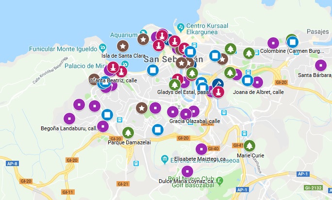 Imagen del mapa de las mujeres de Donostia