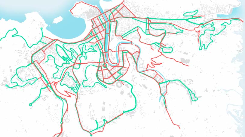 Mapa del transporte público de bicicleta