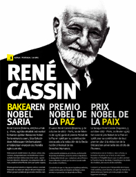 'Cartel con la fotografa y texto de 'Ren Cassin'