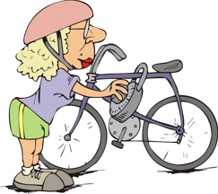 Dibujo de una persona candando su bicicleta