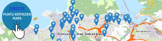 'Donostia - Puntu kritikoen mapa' testua duen mapa