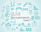 Texto 'Gua para la participacin infantil' con siluetas de objetos relacionados con el estudio