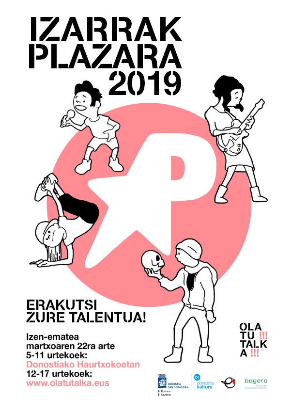 Cartel 'Izarrak plazara 2019 - Erakutsi zure talentua! Izen-ematea martxoaren 22ra arte