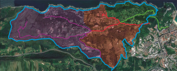 Mapa de igueldo dividido en zonas por nivel de peligrosidad