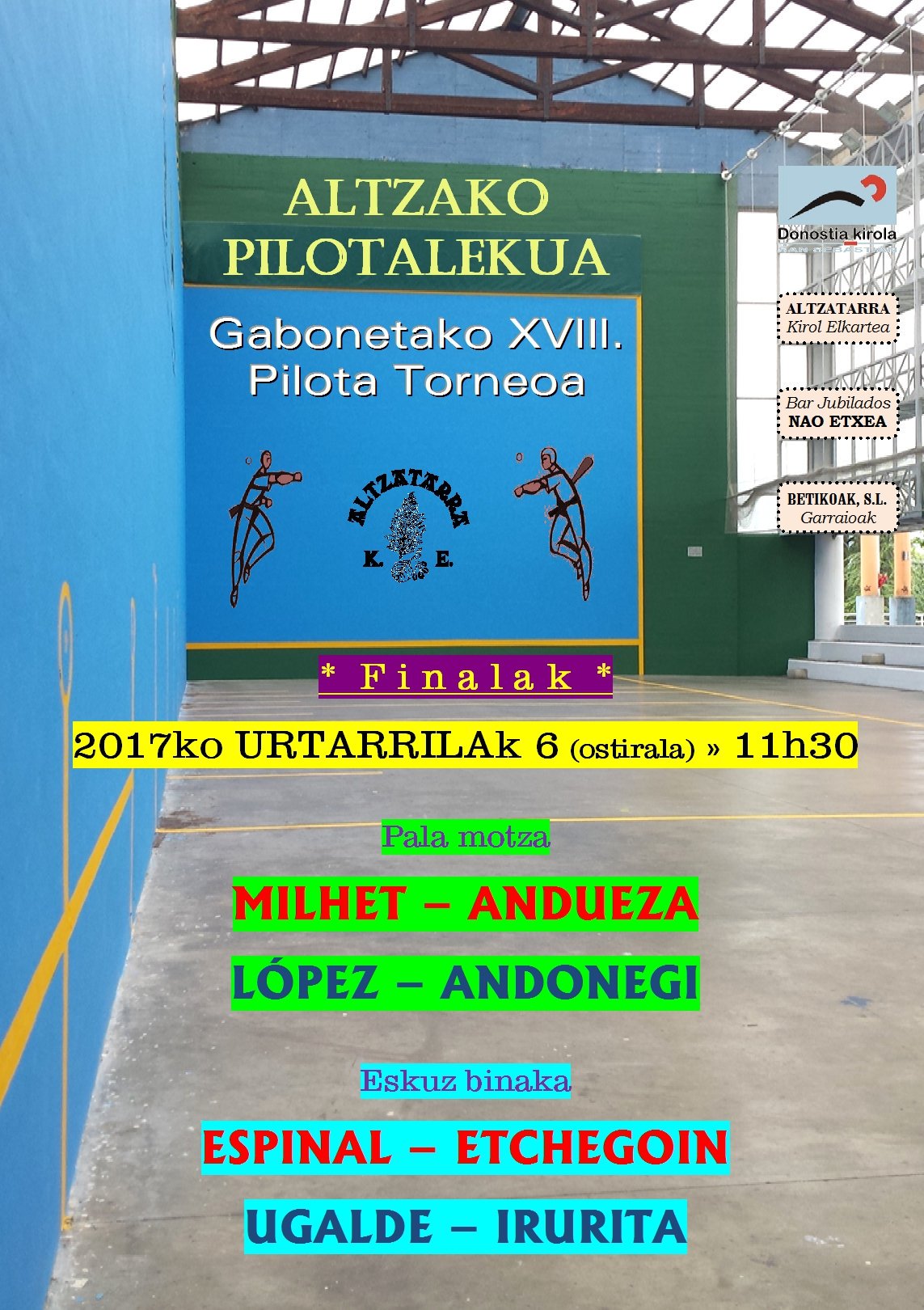 Finales del XVIII Torneo de Pelota de Altza